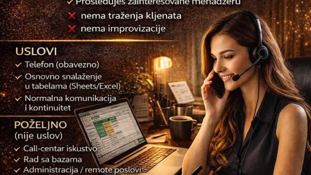 Operaterka (call) – remote posao od kuće