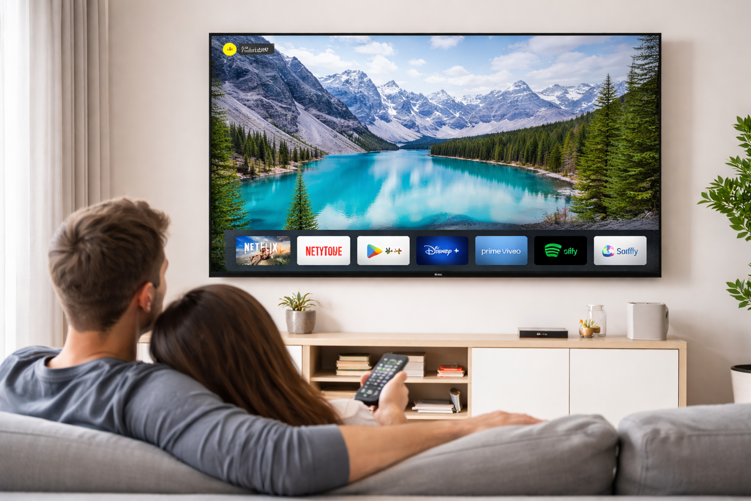smart televizor u dnevnoj sobi gledanje filmova 4k tv
